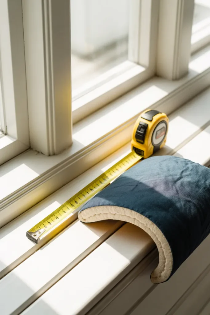Measuring a window seat for properly sized reading nook cushions