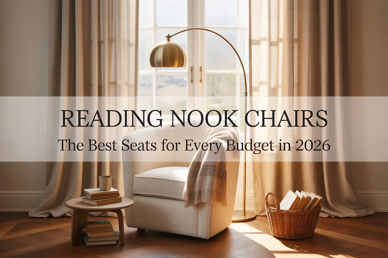 Reading Nook Chairs — The Best Seats for Every Budget in 2026 featured image with cozy boucle accent chair and books