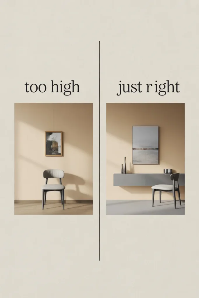Reading nook wall decor common mistakes showing wrong vs right hanging height