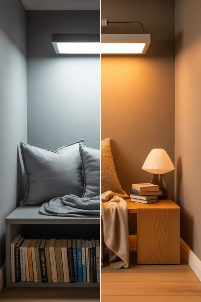 Japandi reading nook common mistakes versus correct execution comparison