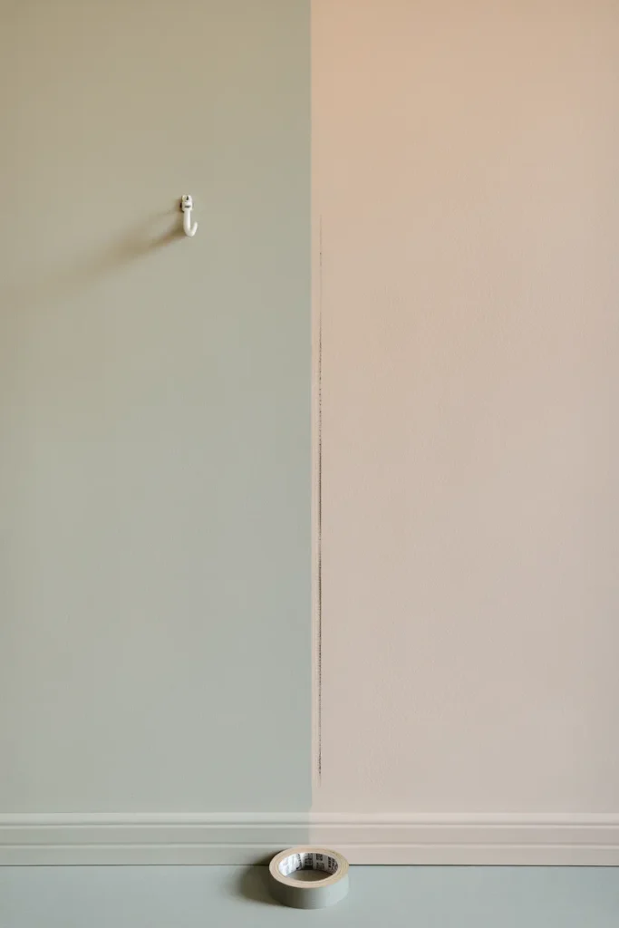 Wall before and after removing a damage-free adhesive hook, showing no paint damage.